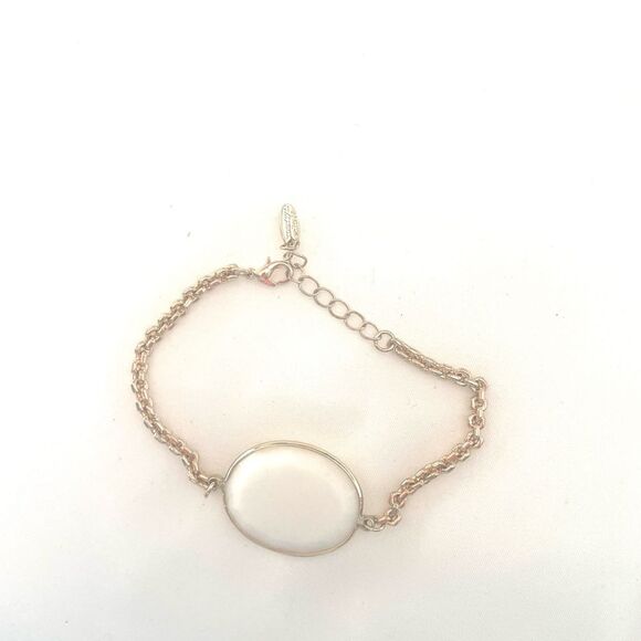 NWOT Marilyn Schiff Faceted Glass Tennis Bracelet Gold and White - Picture 3 of 3